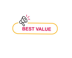 Best Value text on a ribbon. Designed with white title and pink stripe. Vector banner with tag on a transparent background.