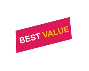 Best Value text on a ribbon. Designed with white title and pink stripe. Vector banner with tag on a transparent background.