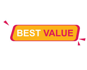 Best Value text on a ribbon. Designed with white title and pink stripe. Vector banner with tag on a transparent background.