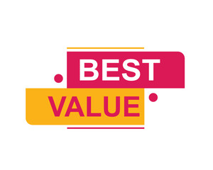 Best Value text on a ribbon. Designed with white title and pink stripe. Vector banner with tag on a transparent background.