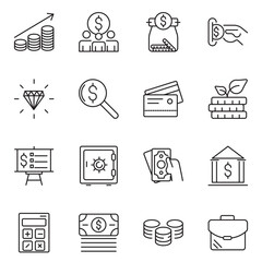 Money and finance set of web icons in line style. Payment and money icons for web and mobile app. Money, dollar, cash, pay, banking, business, finance, coin wallet, credit card
