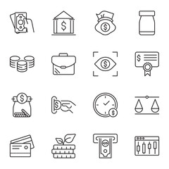 Money and finance set of web icons in line style. Payment and money icons for web and mobile app. Money, dollar, cash, pay, banking, business, finance, coin wallet, credit card