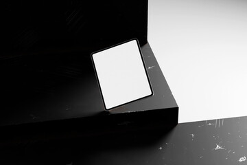 Tablet Mockup on Modern Minimalist Surface

