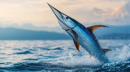 Fototapeta premium Marlin Leaping Out of the Ocean