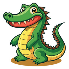 lively cartoon illustration of an alligator with a big smile and green scales