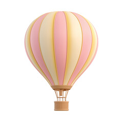 Naklejka premium 3D rendering of a cute hot air balloon icon, isolated on transparent background