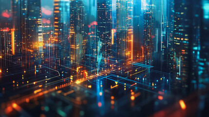 Obraz premium abstract professional business team people innovation connection of line from nail node to node on Smart Innovation city with connection cyber security network reciprocity , networking concept