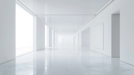 Fototapeta premium arafed hallway with white walls and floor and white walls
