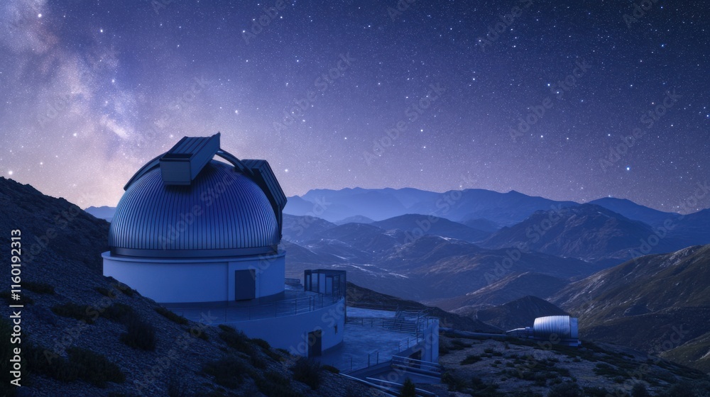 Aufkleber a serene astronomy observatory with telescopes pointed at the starry night sky, observational instru