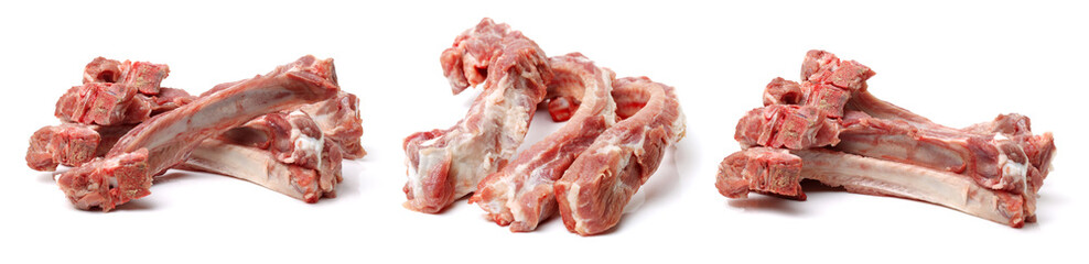 Raw spare ribs on white background 