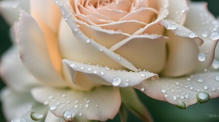 Fototapeta premium Elegant White Rose Highlighting Soft Pink Hues at Sunrise