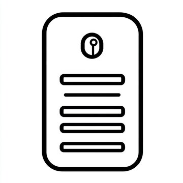 recommend clip art: Simple line art icon of a document with a top logo.