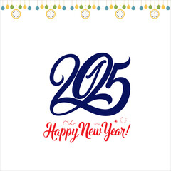 Happy New Year handwritten lettering design. Holiday calligraphy text for postcard, poster, banner design element
