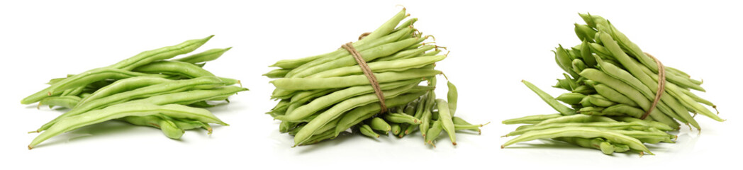 Green kidney bean on white background