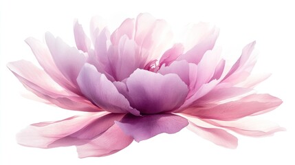 Fototapeta premium Soft pink peony blossom isolated on white background.