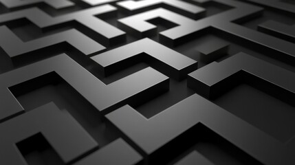 Abstract 3D dark gray maze pattern with depth and light.