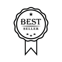 Best seller Decorated Seal Stamp Icon Hand Drawn Label Design Vector Graphic Stock Illustration