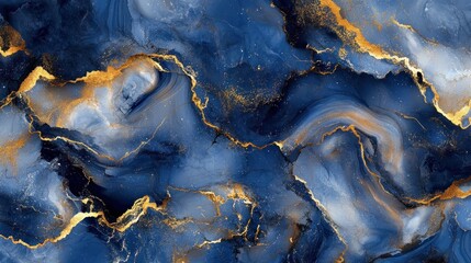 Fototapeta premium Abstract blue and gold marble texture.