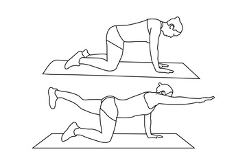 A girl doing yoga minimalist line art