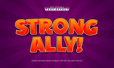 strong ally editable text effect with a hero and kids text style