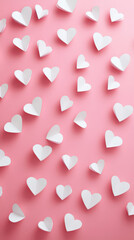 White paper trimmed heart with pink background
