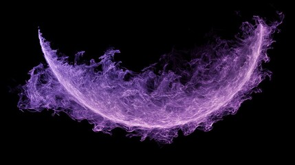 Abstract purple flame crescent on black background.