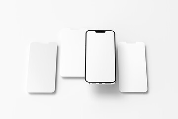 Smartphone Mockup with Layered Device Arrangement

