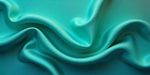 Obraz premium Smooth teal silk fabric, flowing waves, silky texture.
