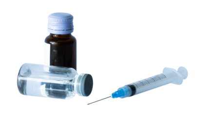 Set of Medical syringe and bottle