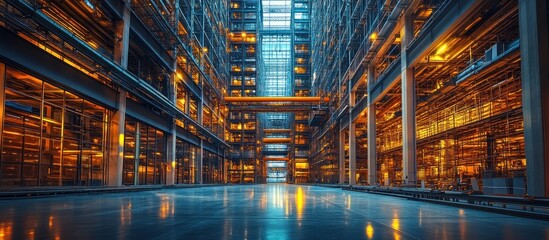 Illuminated Industrial Metropolis: A Symphony of Steel and Light