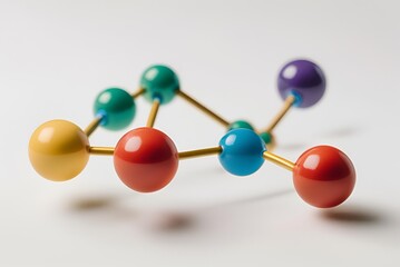 Obraz premium A white minimalist abstract background featuring atoms and molecules interconnected with lines. - 14