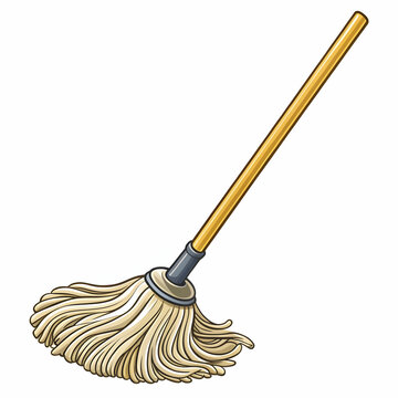 cartoon mop with wooden handle clip art preview