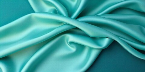Obraz premium Silky turquoise fabric, smooth satin texture, flowing folds, luxurious drapery.