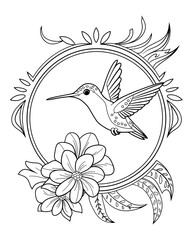 Obraz premium Hummingbird printable coloring page for kids, bird coloring book