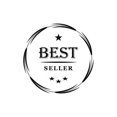 Best seller Decorated Seal Stamp Icon Hand Drawn Label Design Vector Graphic Stock Illustration