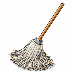 Hand-Drawn Mop Clipart in Cartoon Style