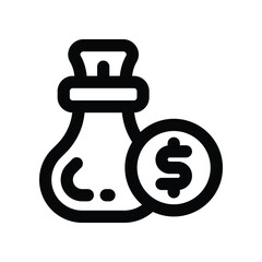 money bag icon. vector line icon for your website, mobile, presentation, and logo design.