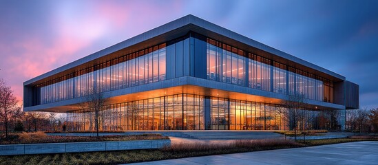 Fototapeta premium Modern Architectural Masterpiece at Dusk