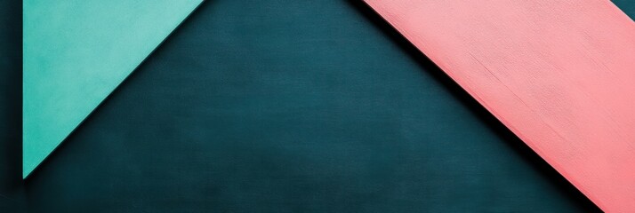 Teal and coral colored triangles on dark background.