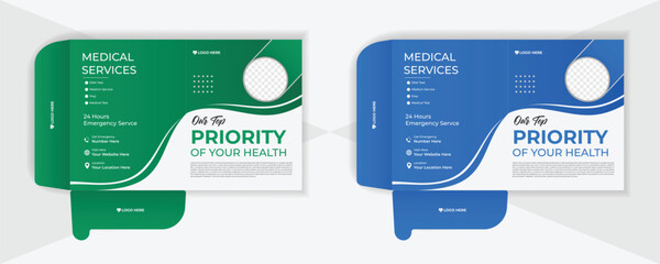 Medical Healthcare file folder design with colorful template