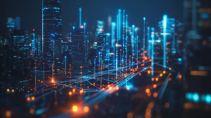 abstract professional business team people innovation connection of line from nail node to node on Smart Innovation city with connection cyber security network reciprocity , networking concept