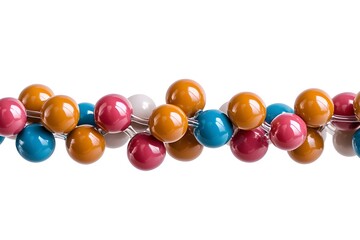 Obraz premium Abstract image of a molecular structure composed of various colorful, glossy beads.