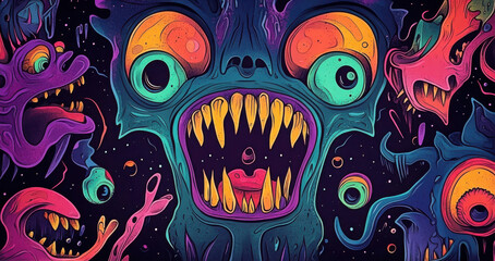 Obraz premium Monster Graffiti Painting in Dreams