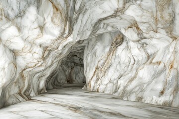 Fototapeta premium Exploration of a stunning marble cave with intricate patterns and smooth surfaces highlighting geology's beauty