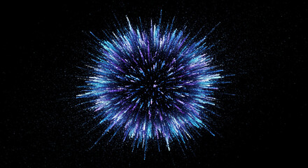 Fototapeta premium Abstract background with blue purple white smoke explosion with empty space. Vibrant Blue and Purple Powder Explosion on Black Background