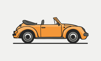 A flat vector illustration of convertible car drawing, transportation vector graphic