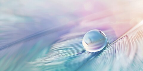 soft bright light pink blue pastel colorful water dew drop on feather close up macro shot peaceful wallpaper backgrounds