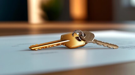 401(k) Plan Document with Keys in a Home Office. Generative AI