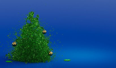 The New Year tree was created in a 3D editor from green gel liquid with New Year toys