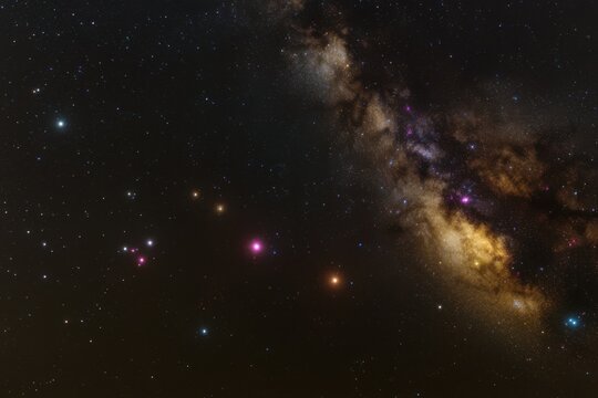 Vibrant stars and galactic formations illuminate the night sky in a stunning cosmic display